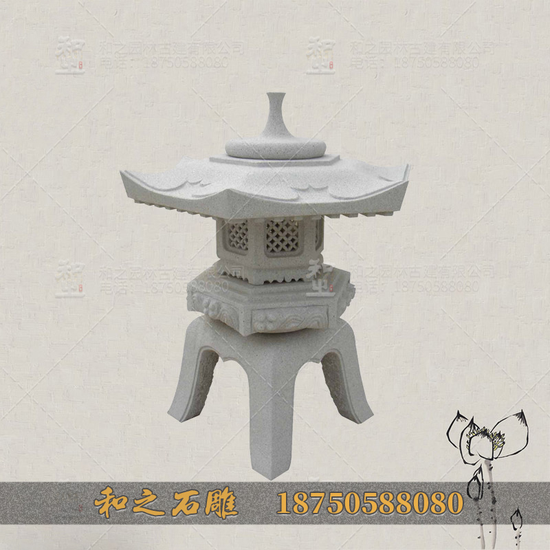 石頭雕刻戶外立式燈箱 石燈顏色多樣造型繁多  石雕石燈