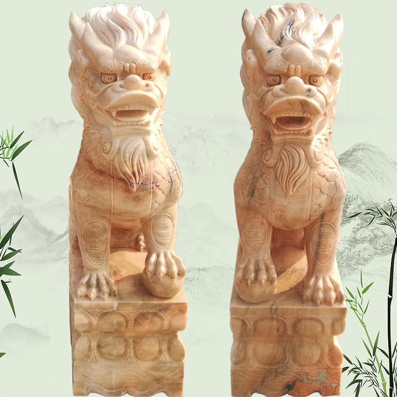 供應(yīng)晚霞紅麒麟石雕漢白玉麒麟一對(duì)鎮(zhèn)宅青石麒麟看門(mén)*石頭麒麟廠家直銷(xiāo)