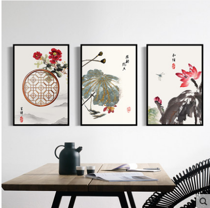 背景裝飾畫批發(fā) 背景裝飾畫供應(yīng)  花鳥斗方裝飾畫L框