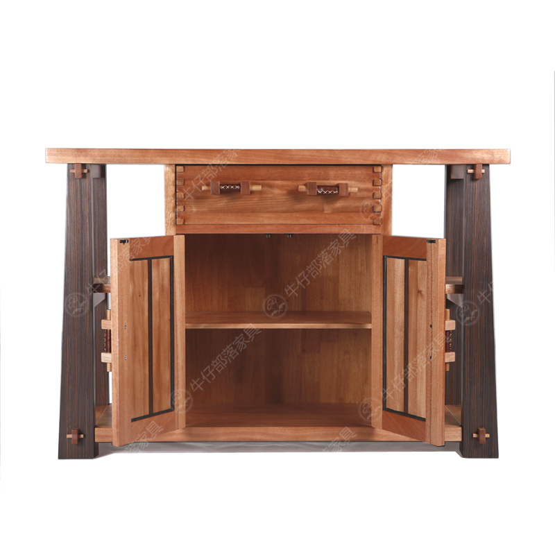 牛仔部落 北歐藝家實(shí)木餐邊柜 紅胡桃木西部牛仔騎士家具