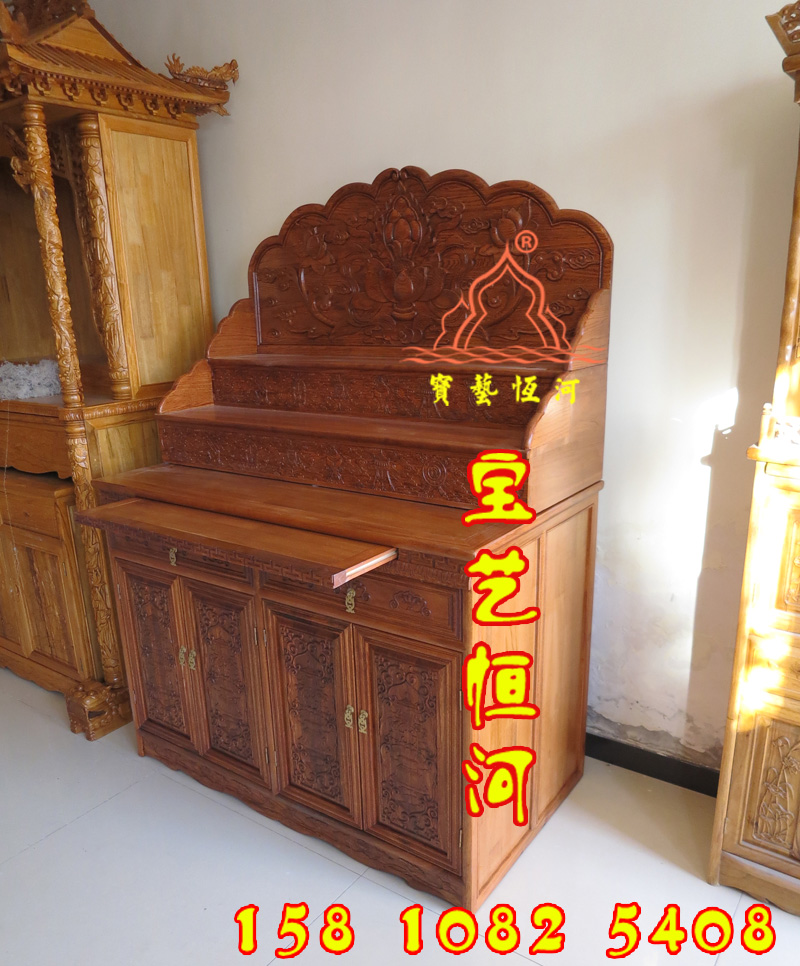 151藏式三層佛臺(tái)佛臺(tái)佛堂佛龕帶靠背屏風(fēng)