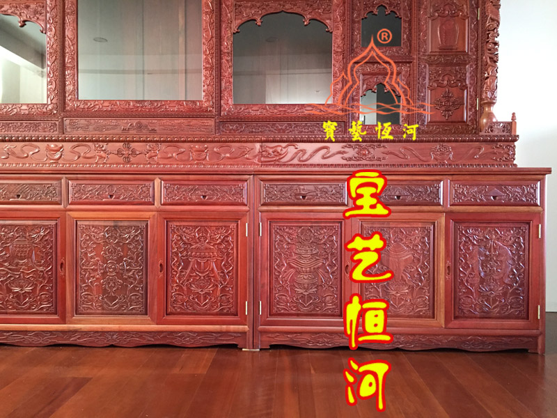 113紅木藏式佛龕花梨木帶門(mén)佛柜三層佛臺(tái)