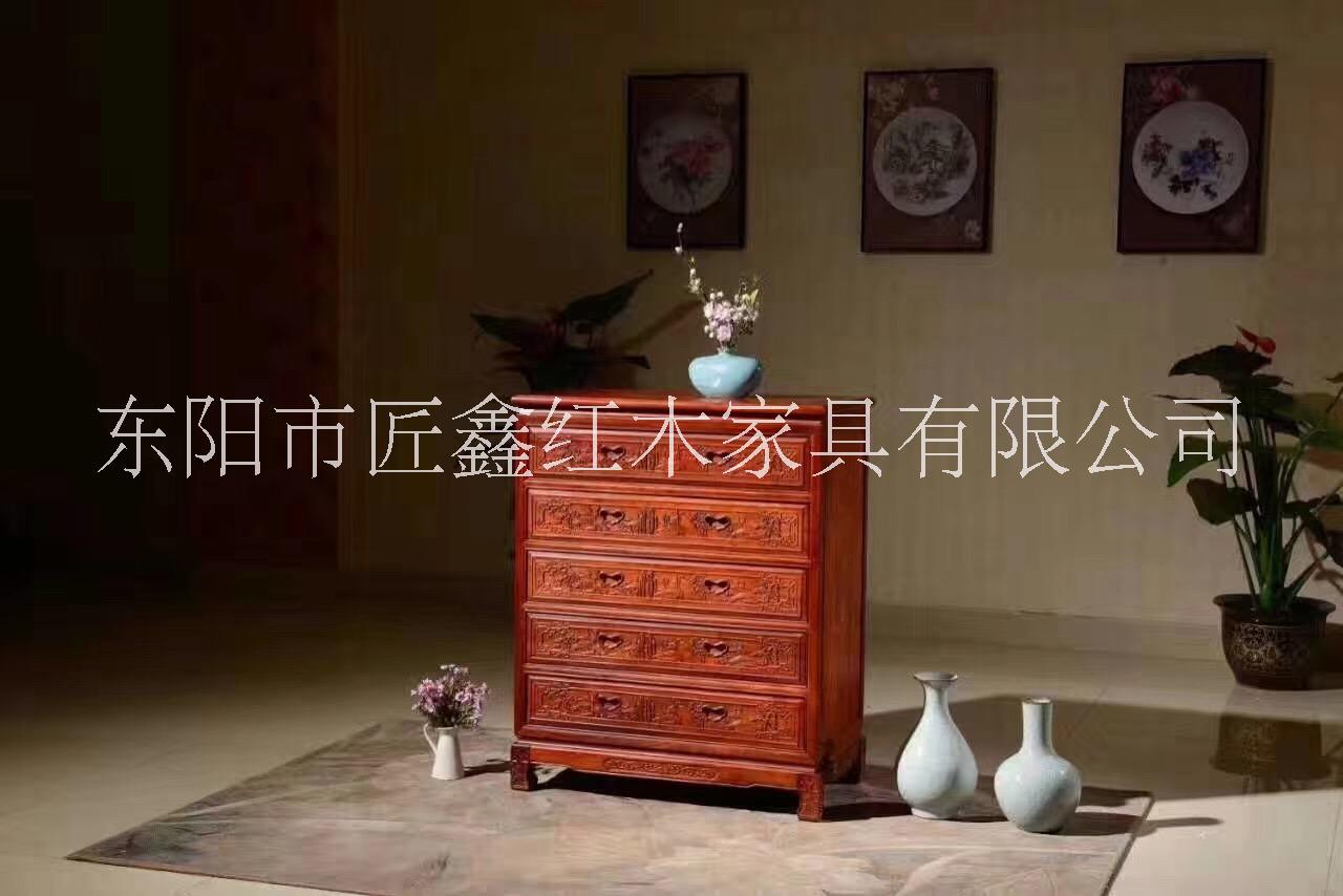 東陽(yáng)匠鑫紅木家具 花梨木五斗柜