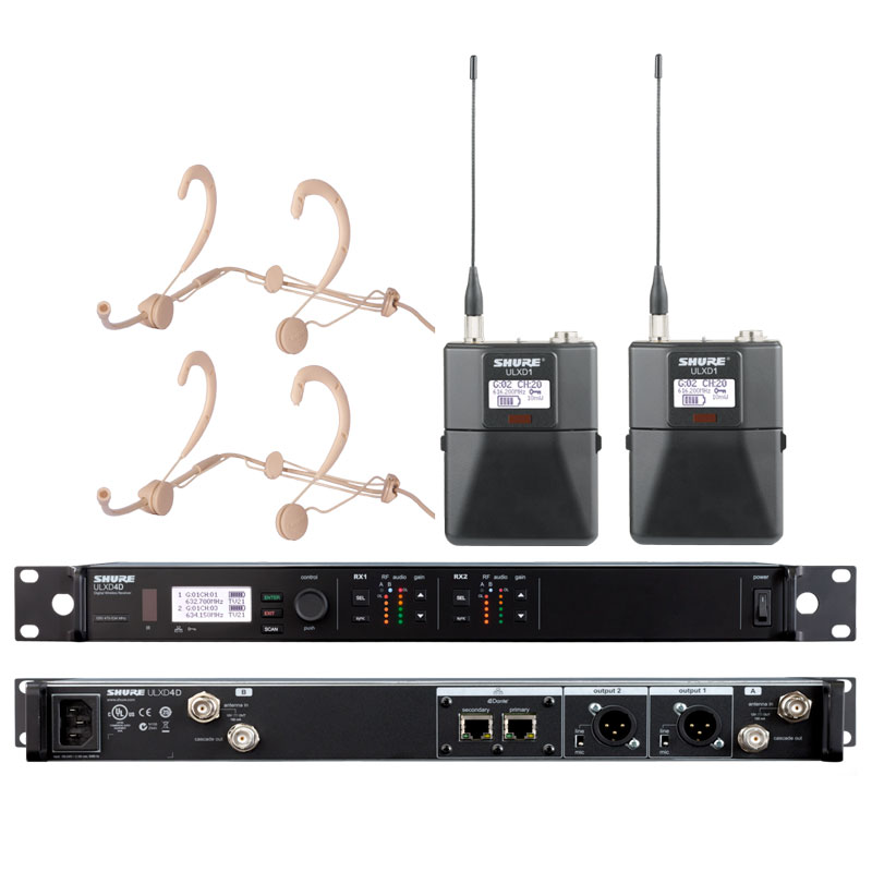 ULXD14D/WBH53Shure 舒爾一拖二頭戴無線話筒 雙通道無線頭戴麥克風
