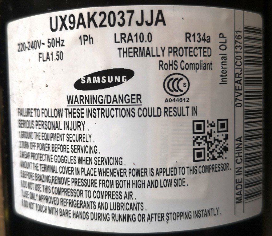 UX9AK2037JJA / UX9BJ2042JJA UX9AM504三星旋轉(zhuǎn)式壓縮機(jī)  UX9AK2037JJA壓