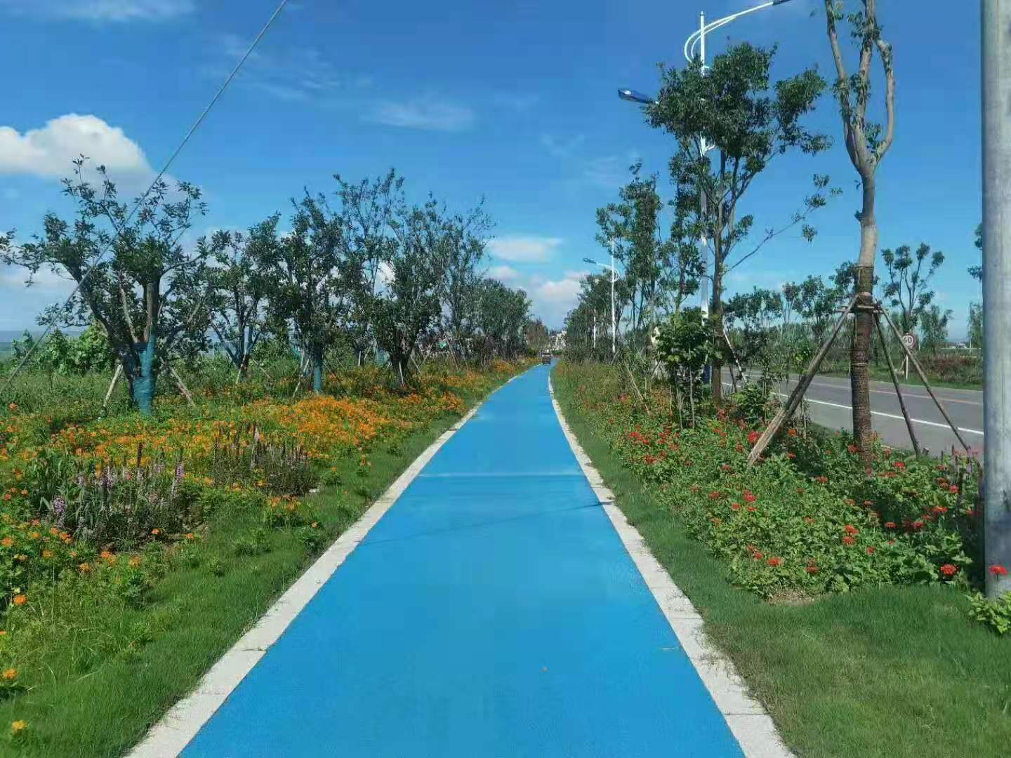 平湖彩色瀝青道路公園改造現(xiàn)場