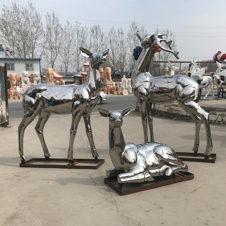不銹鋼千面鹿雕塑景觀千面鹿不銹鋼雕塑
