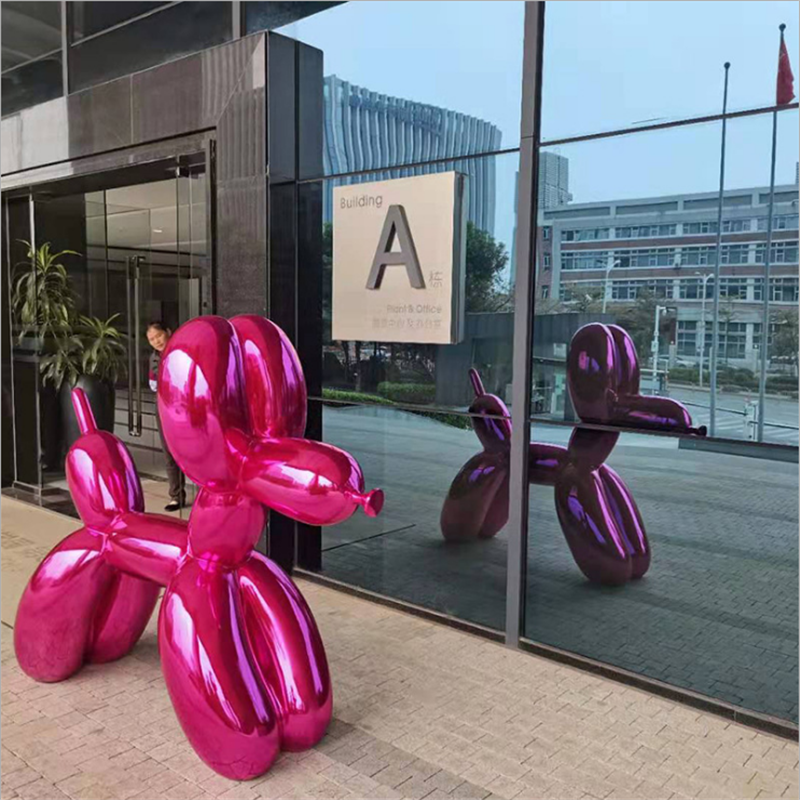 不銹鋼氣球狗雕塑電鍍不銹鋼氣球狗雕塑