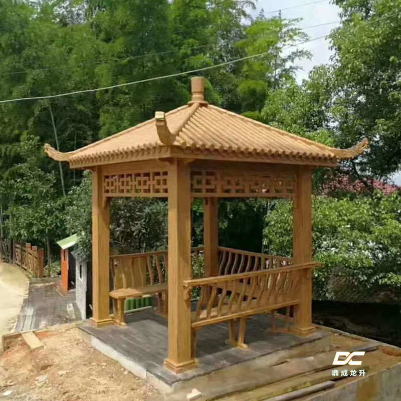 水泥仿木四角亭 水泥仿木護(hù)欄