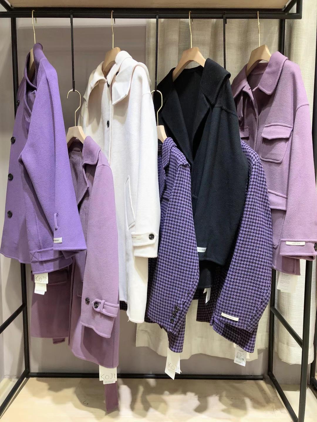 KOJT雙面羊絨大衣21冬品牌折扣女裝批發(fā) 廣州羊絨大衣批發(fā)基地在哪里