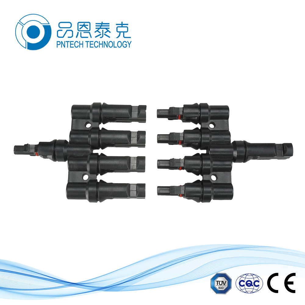 太陽能光伏連接器 四匯一T型光伏連接器 PV004-T4防塵抗紫外線 品恩泰克